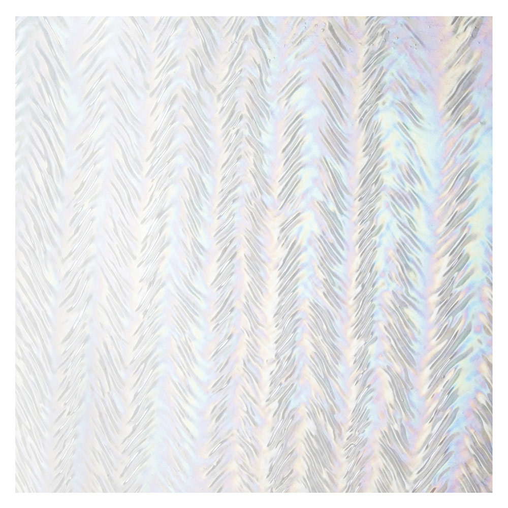 Bullseye Clear  - Transparent - Herringbone Ripple Irid - 3mm - Fusible Glass Sheets